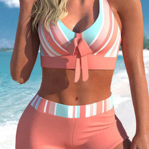 Stripe taille haute bikinis
