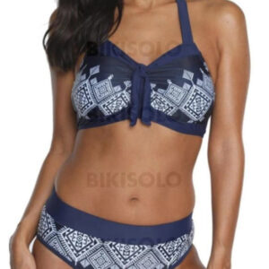 maillot de bain bleu marin géométrique