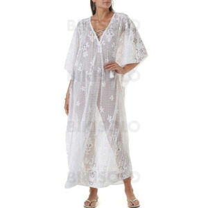 robe col v plage unie