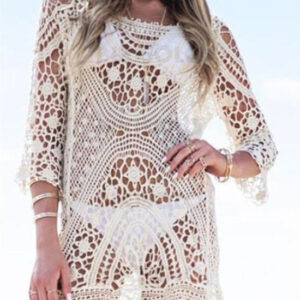 robe de plage maille col rond sexy