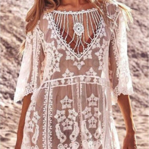 Robe de plage maille couleur unie