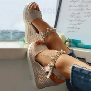 PU Talon compensé Strass