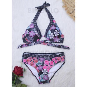 bikini taille basse fleuris