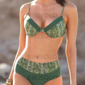 maillot de bain imprimé sans bretelle vert