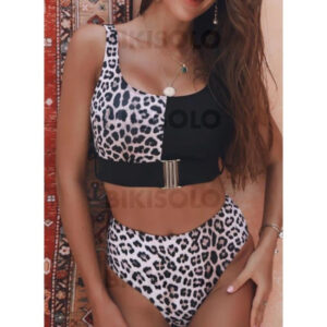 bikini léopard patchwork femme