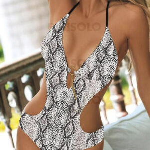 maillot de bain monokini empreinte d'animal dos nu