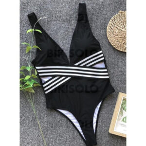femme patchwork col V maillot