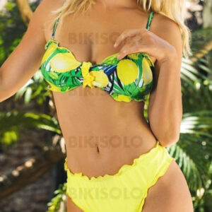 maillot de bain jaune feuilles