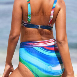 Bikini taille haute bleu