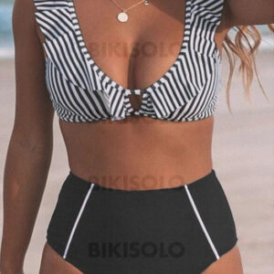 maillot de bain taille haute froufrous