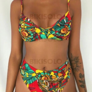 maillot de bain taille haute imprimé