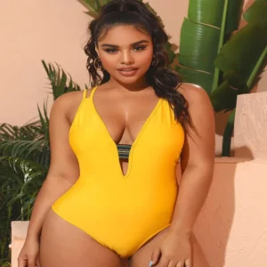 Maillot de bain femme une pèce ventre plat jaune