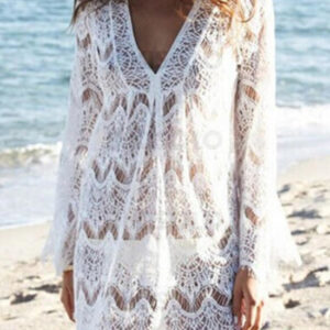 Robe de plage courte Engrenée Col V Sexy
