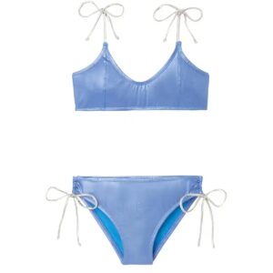 maillot fille irisé bleu