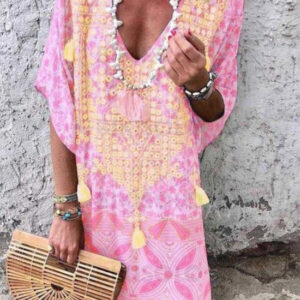 col V vintage robe de plage