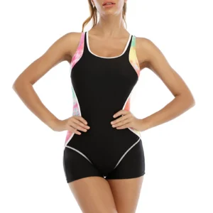 Maillot de bain débardeur noir et rose