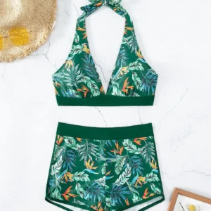 Maillot de bain à imprimé vert