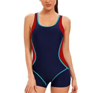 Maillot de bain bleu marine et rouge
