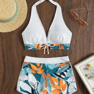 Maillot de bain femme blanc avec nœud