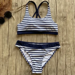 Maillot de bain brassière marinière