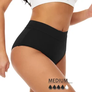 Bas de maillot menstruel noir en taille haute