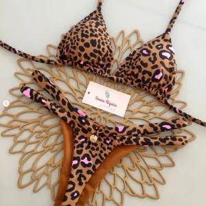 Maillot de bain tanga 2 pièces imprimé léopard