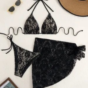 Maillot de bain tanga 3 pièces à lacets été chic