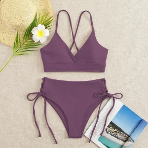 Maillot de bain brassière croisé coloris tendance
