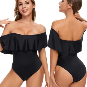 Maillot menstruel une pièce avec franges noires