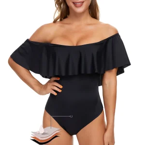 Maillot de bain menstruel noir élégant avec franges