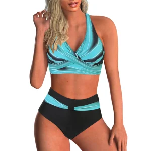 Maillot de bain 2 pieces taille haute femme chic