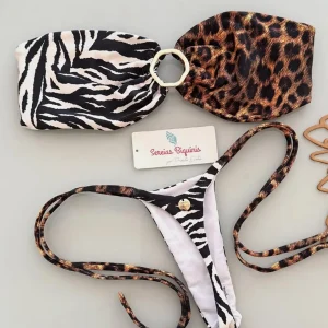 Maillot de bain string brésilien léopard