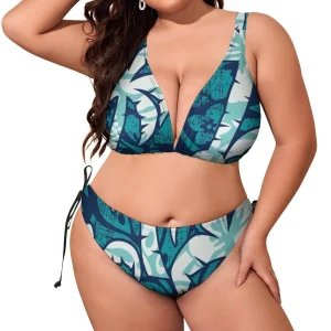 Maillot de bain grande taille bleu élégant