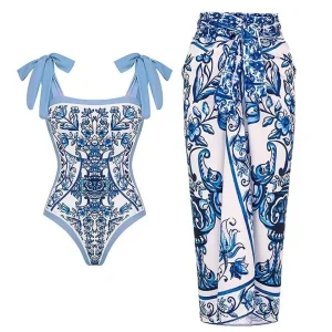 Maillot de bain 1 pièce avec jupe de plage
