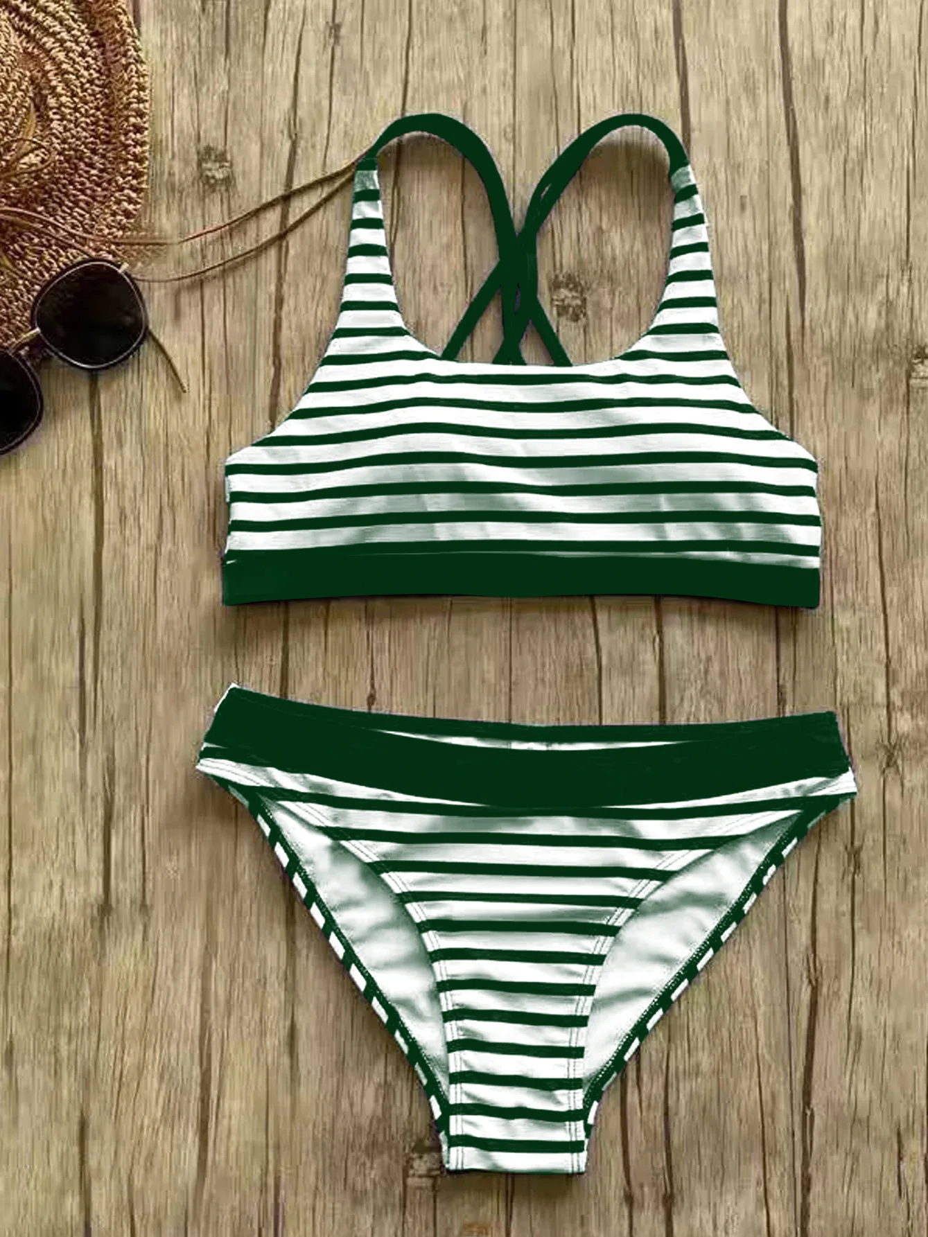 Maillot de bain brassière chic rayure
