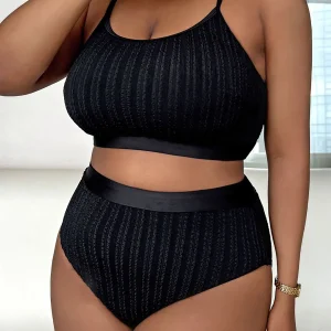 Maillot de bain élégant été noir grande taille