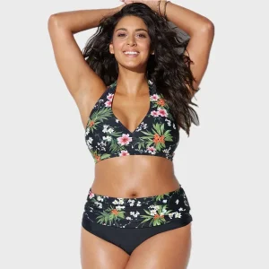 Maillot de bain grande taille noir style élégant