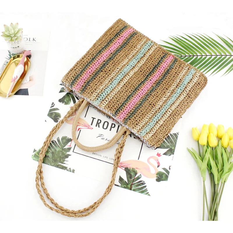 Sac de plage en paille Cléon tendance