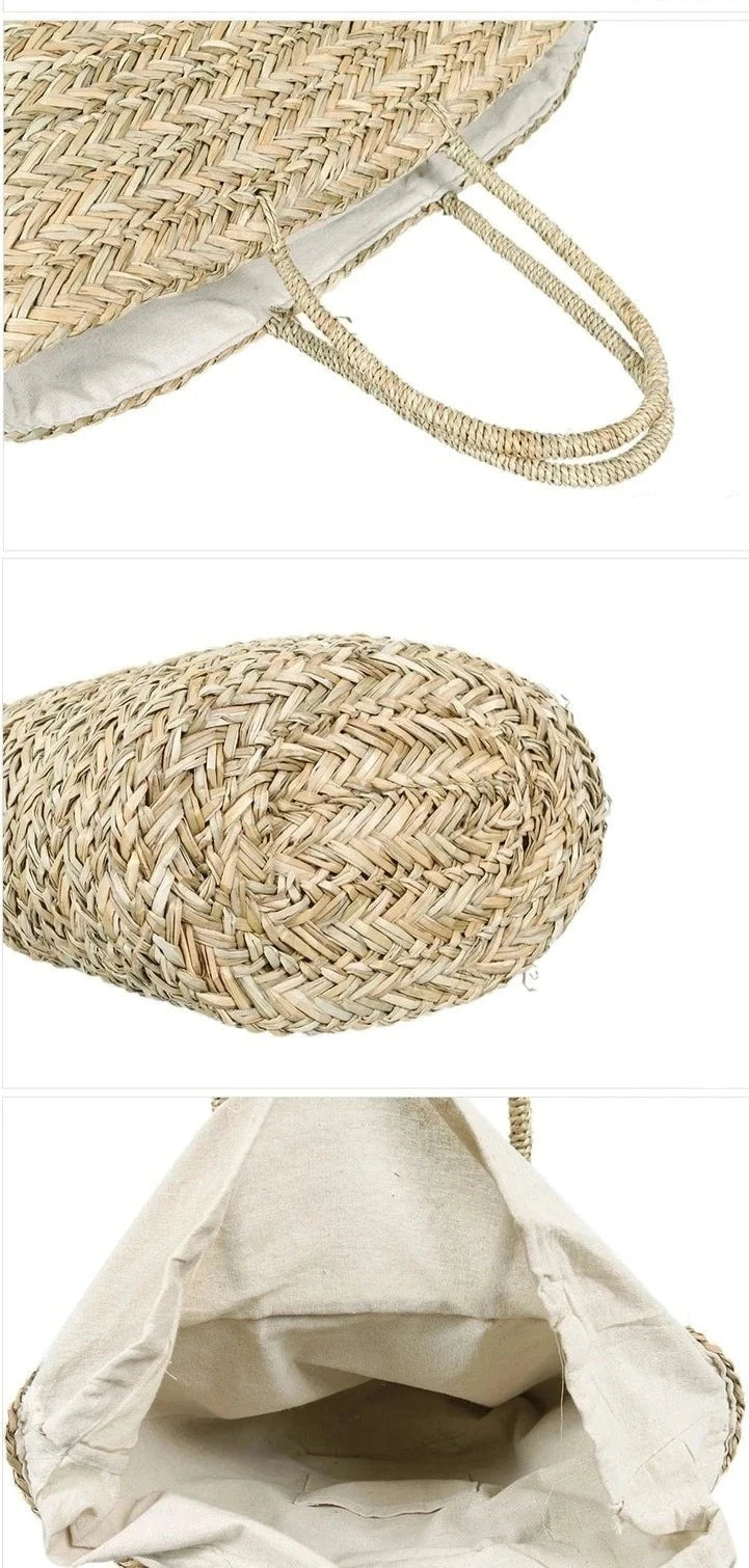 Panier Benoa en paille avec poignées robustes