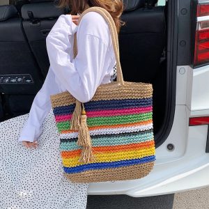 Sac cabas en paille style bohème