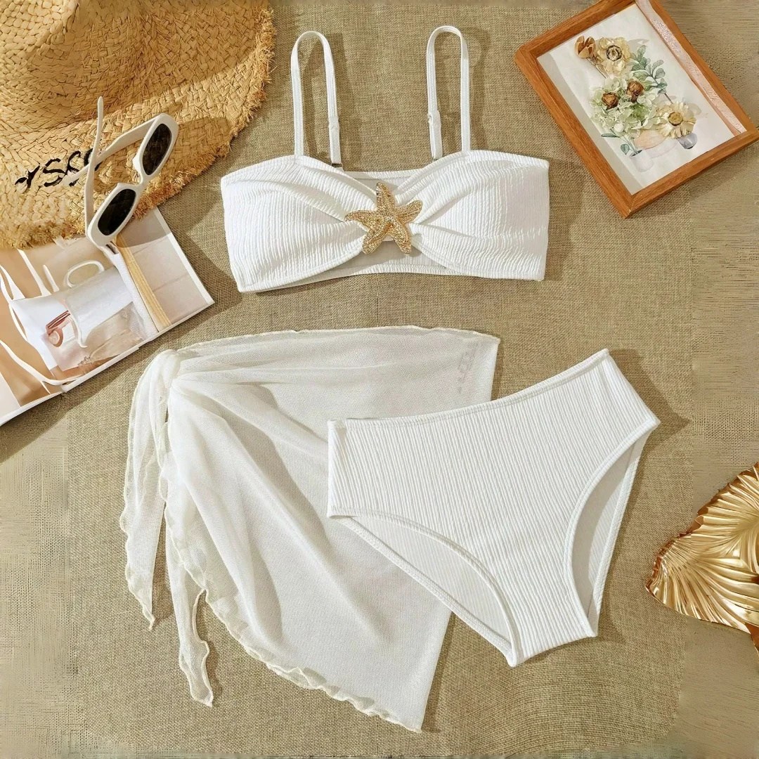Maillot de Bain Fille étoile Blanche