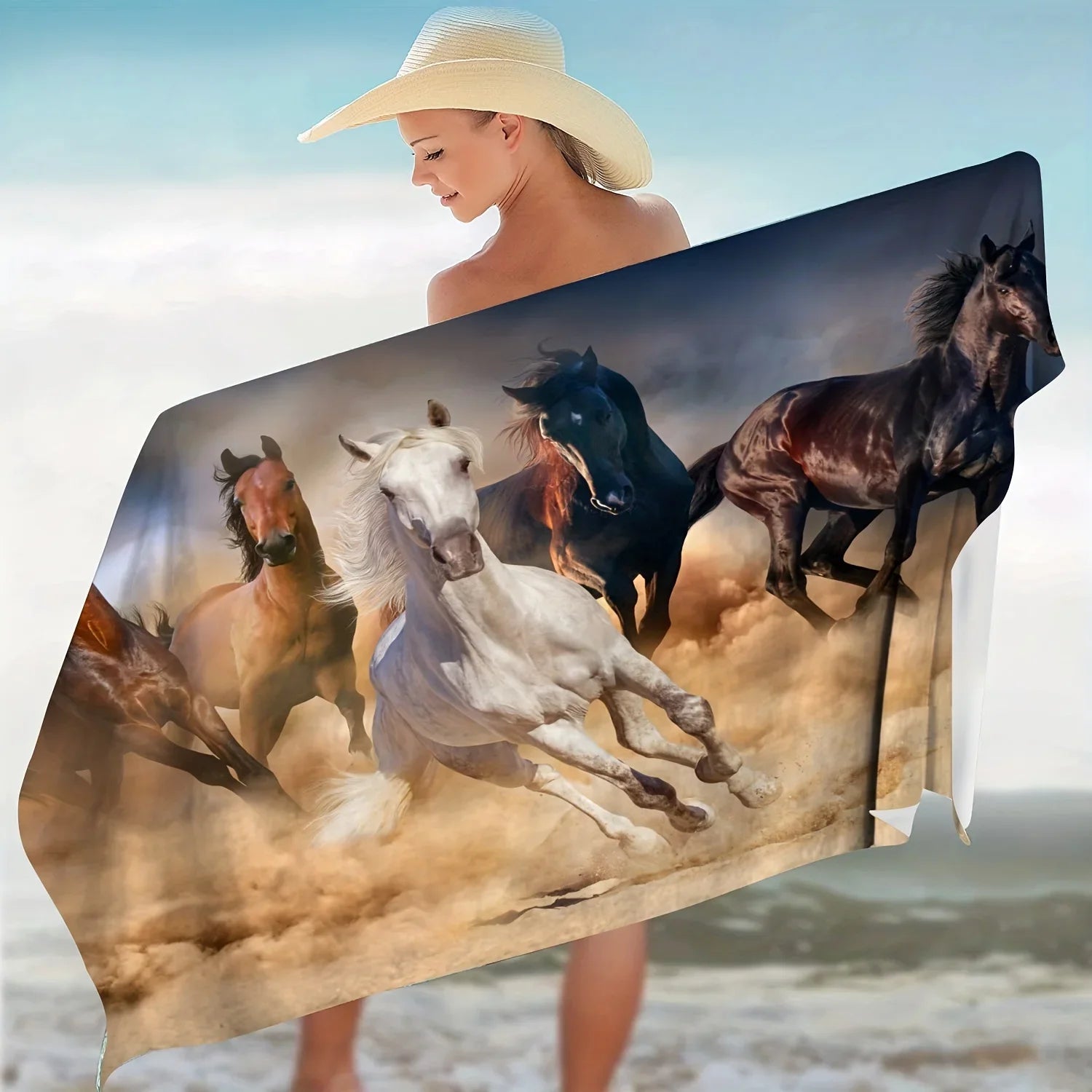 Design artistique de cheval sur serviette de plage