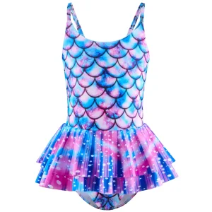 Maillot de Bain Fille 1 Pièce Sirène Violet