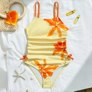 Maillot de bain fille motif floral estival