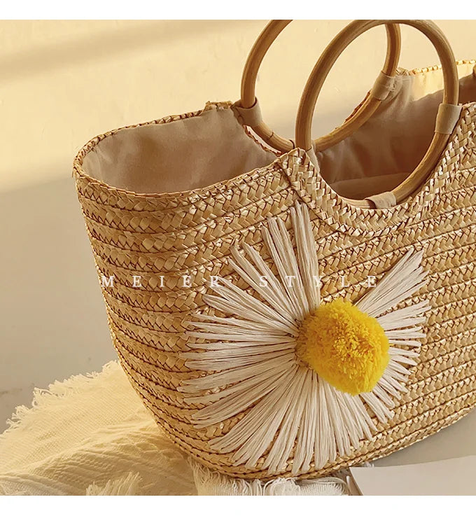 Panier en paille Lila pour un style bohème