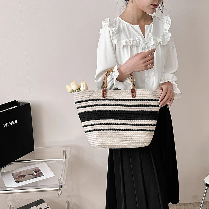 Panier de plage marsala avec anses robustes