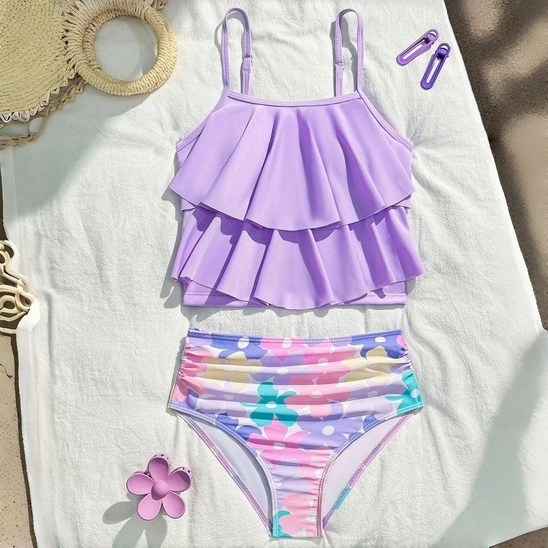 Maillot de bain fille volants élégants plage