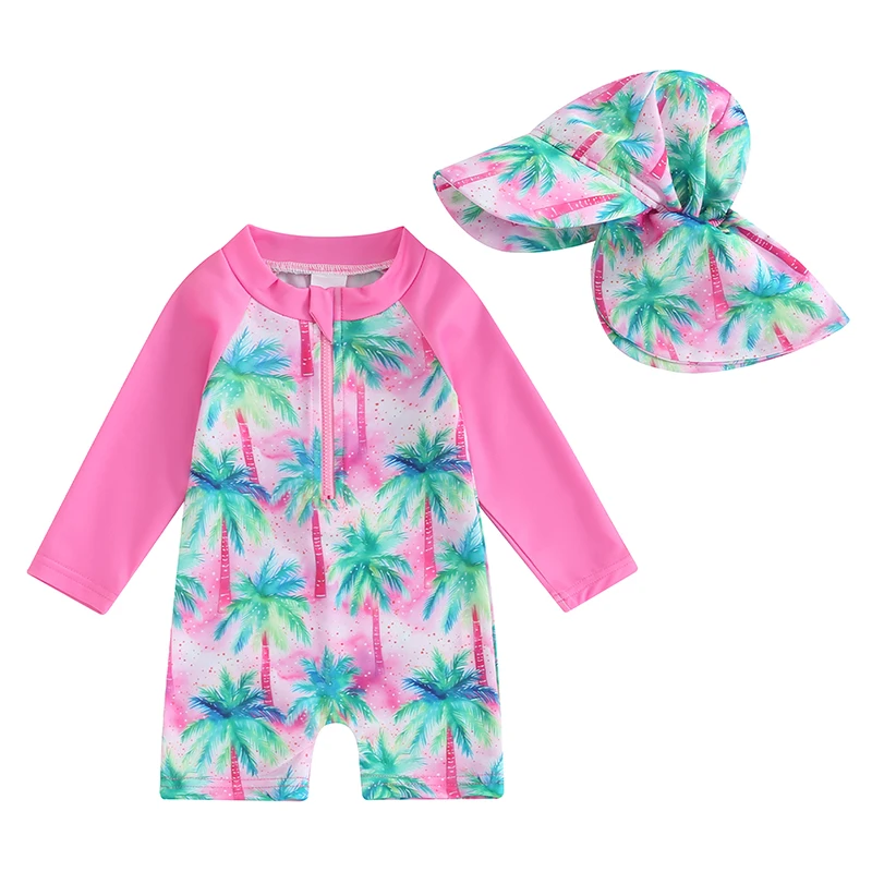 Maillot de Bain Fille bébé Manches Longues UV Rose