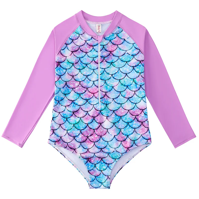 Maillot de Bain Fille Sirène Manches Longues