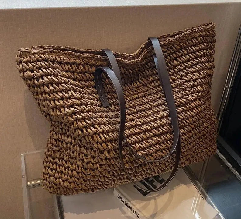 Sac à main de plage en osier fait main